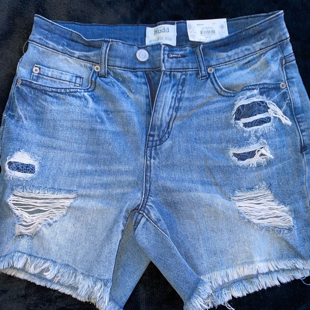 Ripped jean shorts